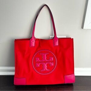 Tory Burch Red and Pink Tote Bag